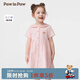 PawinPaw【學(xué)院風(fēng)】卡通小熊童裝25年春夏新款女寶寶花邊翻領(lǐng)格紋連衣裙 Pink粉紅色/25 110