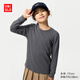 優(yōu)衣庫童裝男童女童HEATTECH棉混紡圓領(lǐng)T恤保暖內衣479306 08 深灰色 140