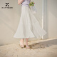 香影白色百褶雪紡半身裙女2026夏季新款垂墜感高腰中長(cháng)款a字傘裙 白色 M 160/64A/95-110斤