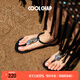 COOLCHAP夏季涼鞋女軟底海邊歐式旅游沙灘涼鞋夾趾平跟時(shí)裝羅馬度假鞋 秘境黑（新版） 正碼正拍 36