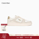 Calvin KleinJeans男士復古潮流休閑ck撞色皮革拼接印花百搭運動(dòng)鞋板鞋禮物 0GB-淺卡其/復古白 45