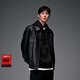 太平鳥(niǎo)男裝真皮皮衣皮衣拉鏈機車(chē)夾克潮流時(shí)尚外套B1BDD4F02 黑色1（合體） S