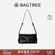 BAGTREE【明星同款】包包樹(shù)奶盒包新腋下植鞣皮單肩斜挎通勤枕頭hobo女包 檀黑色-小號 高級小眾生日禮物女