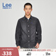 Lee商場(chǎng)同款25新品舒適版翻領(lǐng)黑灰色男長(cháng)袖牛仔襯衫 黑灰色 M