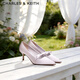 CHARLES&KEITH26春新品蝴蝶結粗花呢緞面高跟鞋單鞋生日禮物CK1-61720252 Lilac淺紫色 36 （230）