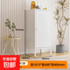 金屬餐邊柜一體靠墻廚房柜碗柜儲物茶水鐵柜子鐵藝客廳陽(yáng)臺置物柜 單門(mén)【長(cháng)40*寬40】高腳款（白）鐵門(mén)