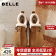百麗（Belle）復古厚底增高勃肯鞋女冬季新款商場(chǎng)款加毛保暖毛單鞋E6D1DDM5 棕色 37 (235mm)