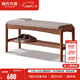 源氏木語(yǔ)實(shí)木換鞋凳現代簡(jiǎn)約穿鞋凳客廳家用軟包坐墊入戶(hù)凳子多材質(zhì)門(mén)口凳 黑胡桃木0.8米換鞋凳布藝亞麻灰