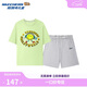 Skechers斯凱奇男女短袖套裝夏季T恤兒童短褲兩件套L225K015