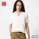 優(yōu)衣庫女裝棉莫代爾混紡POLO領(lǐng)針織衫/短袖毛衣毛衫26新款484607 01 乳白色 S