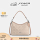 蔻馳（COACH）奧萊女士女包經(jīng)典標志LAUREL 31號流浪包單肩包斜挎包腋下包禮物 SV/沙黃色/灰褐色