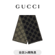 GUCCI古馳GG女士男士羊毛雙面圍巾[禮物] 黑色和多色 均碼