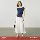 顏域高腰百褶半身裙女2025夏季新款復古褶皺顯瘦過(guò)膝大擺A字長(cháng)裙 白色 L