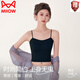貓人（MiiOW）吊帶背心女夏季高彈美背內衣帶胸墊文胸一體無(wú)痕內搭打底抹胸外穿 黑色+米白【3D固定杯/可機洗】 L 推薦體重【100-120斤】