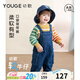幼歌（YOUGE）嬰幼兒秋季新款寬松軟牛仔背帶褲寶寶舒適元氣直筒長(cháng)褲 牛仔藍 90 cm