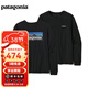 巴塔哥尼亞（Patagonia） 女士棉混紡圓領(lǐng)長(cháng)袖T恤L/S P-6 Logo 37603 BLK S 160/165(CM) 50/56(KG)
