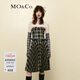 MO&Co.連衣裙春(裝卸袖套/皮帶/肩帶)魚(yú)骨胸托壓褶格紋吊帶摩安珂 藍黃格 M 165