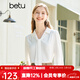 百圖betu女裝春季新款襯衫飄帶設計感溫柔雪紡長(cháng)袖襯衫女2302T34 米白 L