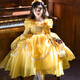 G.duck小黃鴨公主裙女童生日禮服裙春秋款兒童貝兒裙子宮廷風(fēng)泡泡袖長(cháng)裙 黃色春秋常規款 120 120碼建議110-120cm6-7歲