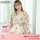 SNIDEL秋冬甜美荷葉邊露肩收腰系帶印花連衣裙SWFO244271 花朵圖案 S （0）
