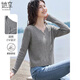 她享針織開(kāi)衫女小v領(lǐng)設計毛衣外套坑條針織上衣打底開(kāi)衫外搭女T61Z156