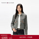 Tommy Hilfiger秋冬女裝復古休閑通勤撞色鑲邊口袋紐扣翻領(lǐng)千鳥(niǎo)格夾克外套