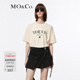 MO&Co.【抗菌防螨】字母愛(ài)心組合印花圓領(lǐng)短袖寬松純棉T恤上裝新年紅 杏黃色 S 160