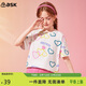 ASK JUNIOR兒童短袖純棉T恤夏季中大童愛(ài)心印花女童半袖體恤上衣 米白 160
