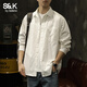 班尼路（Baleno）S&K重磅純棉工裝襯衫男款春秋季2026新款寬松休閑長(cháng)袖襯衣外套男 白色 L