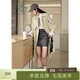 紫涵（ZIHAN）紫涵長(cháng)款翻駁領(lǐng)灰色風(fēng)衣女春季新款高級感氣質(zhì)雙排扣休閑外套 米色 M