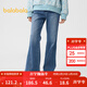 巴拉巴拉童裝女童褲子兒童牛仔褲春裝長(cháng)褲甜美喇叭褲子時(shí)尚百搭潮 牛仔深藍88301 130