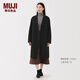 MUJI女式 羊毛混 切斯特大衣毛呢外套女款女裝衣服25年冬季 BD10LA5A 黑色 XL (165/92A)
