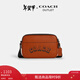 蔻馳（COACH）【禮物】奧萊男士男包VARSITY圖案GRAHAM牛皮革斜挎包 太妃糖色/黑色