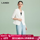藍地（LANDI）[禪意光澤]優(yōu)雅氣質(zhì)修身短款小西裝外套女五分袖夏新品 純白色 M