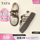 他她（TATA）烏梅子醬厚底德訓鞋女鞋新款休閑增高平跟板鞋W9B02AM6 米白/啡（單里） 36
