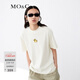 MO&Co.春夏卡通刺繡小黃鴨高領(lǐng)內搭上衣短袖T恤女黑色白色內搭 C11米白 XS