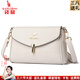 袋鼠卡拉三八節送老婆軟皮包包女斜挎包2026新款中老年媽媽時(shí)尚女士單肩包 米白（送2條肩帶+手包卡包） 小包長(cháng)24-厚6-高16厘米