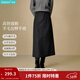 茵曼2025秋冬女裝新款復古開(kāi)叉羊毛針織半身裙顯瘦A字包臀裙子 貴族灰色-第二批 M