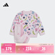 adidas女?huà)胪蓍e寬松印花長(cháng)袖套裝秋季阿迪達斯官方輕運動(dòng)   清澈粉/祈福粉   98
