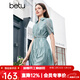 百圖betu女裝夏季新款連衣裙輕薄可拆卸腰帶襯衫連衣裙女2404T94 藍色 L