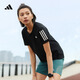 adidas速干跑步運動(dòng)上衣圓領(lǐng)短袖T恤女裝夏季阿迪達斯官方
