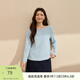 纖莉秀【氣質(zhì)船領(lǐng)T恤】大碼女裝簡(jiǎn)約顯瘦長(cháng)袖上衣胖mm春新款3749 藍色 4XL