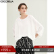 COCOBELLA松弛量感蝙蝠袖針織衫女呼吸感簡(jiǎn)約寬松短袖T恤TS0060 白色 S