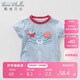 davebella戴維貝拉兒童童裝男童夏裝薄款T恤兒童寶寶短袖休閑上衣海洋印花90cm