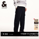 杰克·瓊斯（JACK&JONES）春夏季時(shí)尚潮簡(jiǎn)約燈芯絨直筒褲廓形寬腿褲休閑褲男裝224414005 E40黑色 M （175)