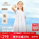 英氏（YEEHOO）女童連衣裙兒童裙子夏季薄款純棉淑女公主裙中大童裝洋氣夏裝新款 泡泡袖-白色 130