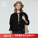 哈吉斯（HAZZYS）女裝 秋季款女士【PHIZ系列】燈芯絨拼接領(lǐng)箱型牛仔夾克女 黑色BK S (155/80A 36)