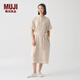 MUJI MUJI IDEE 女式 強捻短袖襯衫連衣裙女裝裙子夏季連身裙GAD12C4S 米白色 M (155/80A)