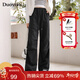 朵以2025秋季新款美式復古工裝褲時(shí)尚休閑高腰寬松闊腿褲束腳長(cháng)褲女 黑色 M