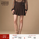 Teenie Weenie小熊女裝半身裙秋冬季氣質(zhì)學(xué)院風(fēng)簡(jiǎn)約刺繡百褶裙短裙 棕色 M